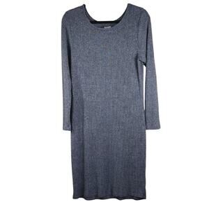 A New Day Stretchy Elegant Long Sleeve Blue Grey Knit Formal Business Dress
